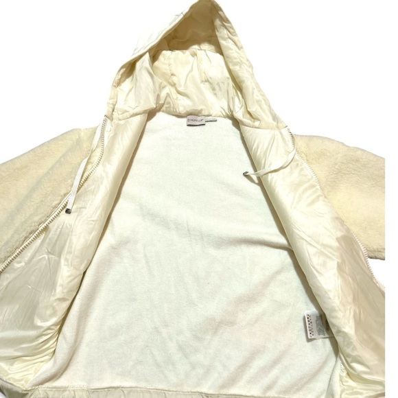 MONCLER Maglia Zip Up Sherpa Hooded Cardigan White Jacket Sweater - Picture 10 of 16